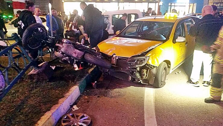 Bursa Osmangazi’de Taksi ve Motosiklet Çarpıştı 2 Yaralı